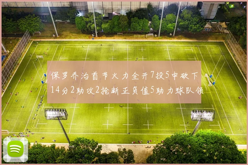 保罗乔治首节火力全开7投5中砍下14分2助攻2抢断正负值5助力球队领先